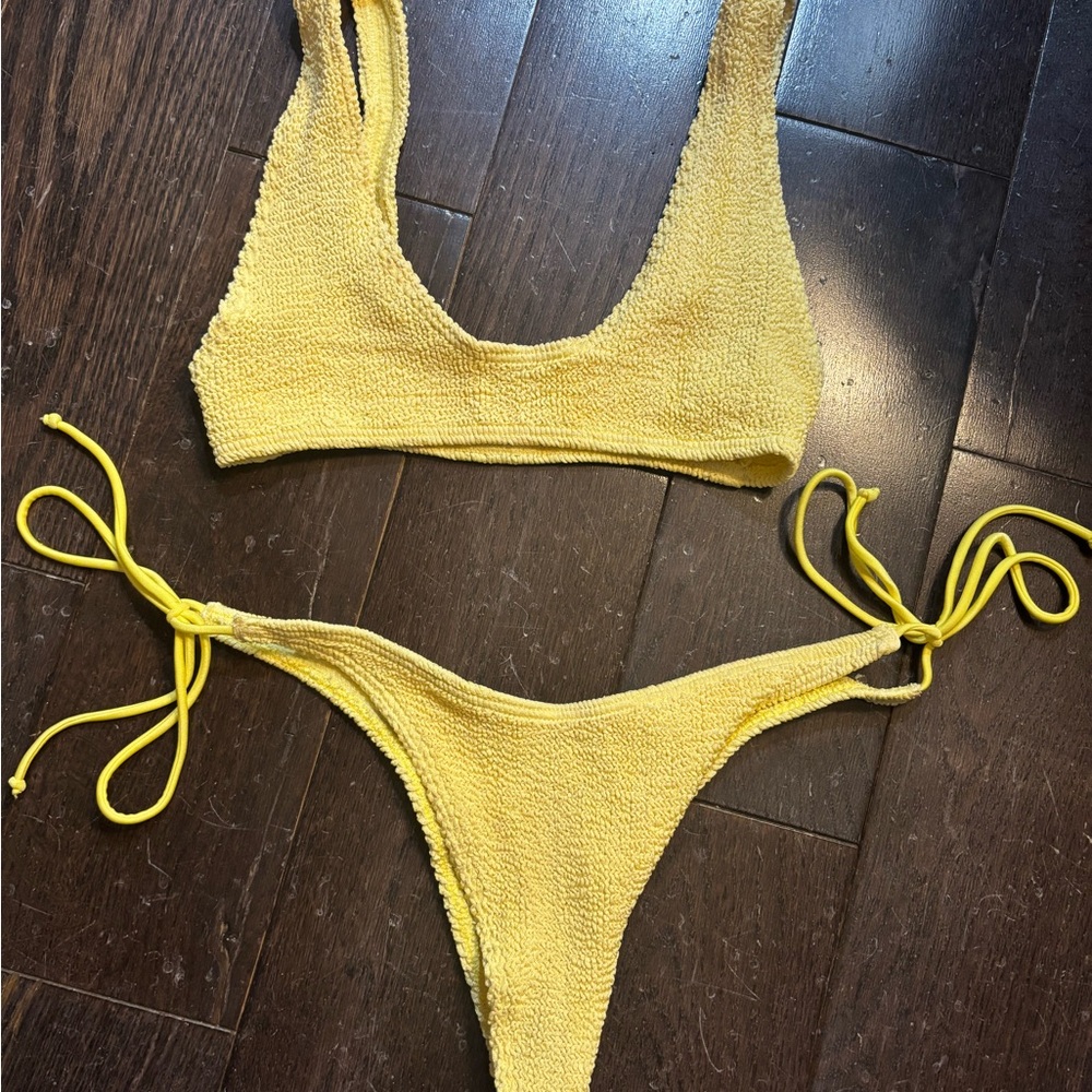 Yellow Textured Bikini Set